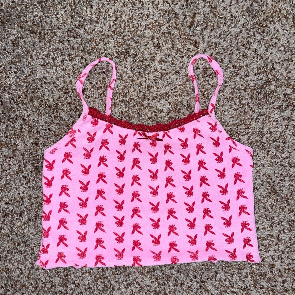 Pink Playboy copped tank top :)